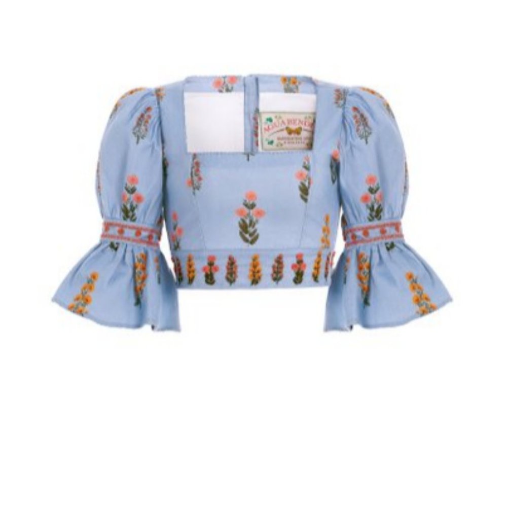 Agua Bendita Violeta Dahlia Linen Cropped Top NWT